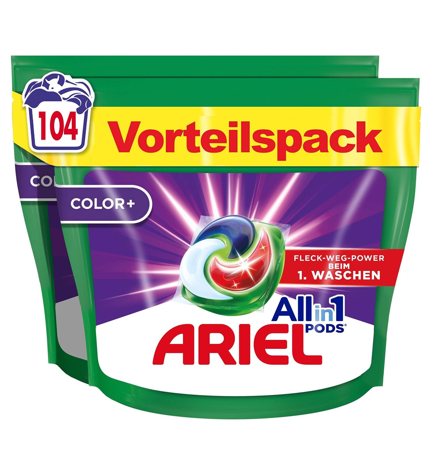 Ariel Detergent Pods All-in-1 - 104 Loads Powerful Stain Removal Color+ | International Shipping Available - Buy Online on GoSupps.com