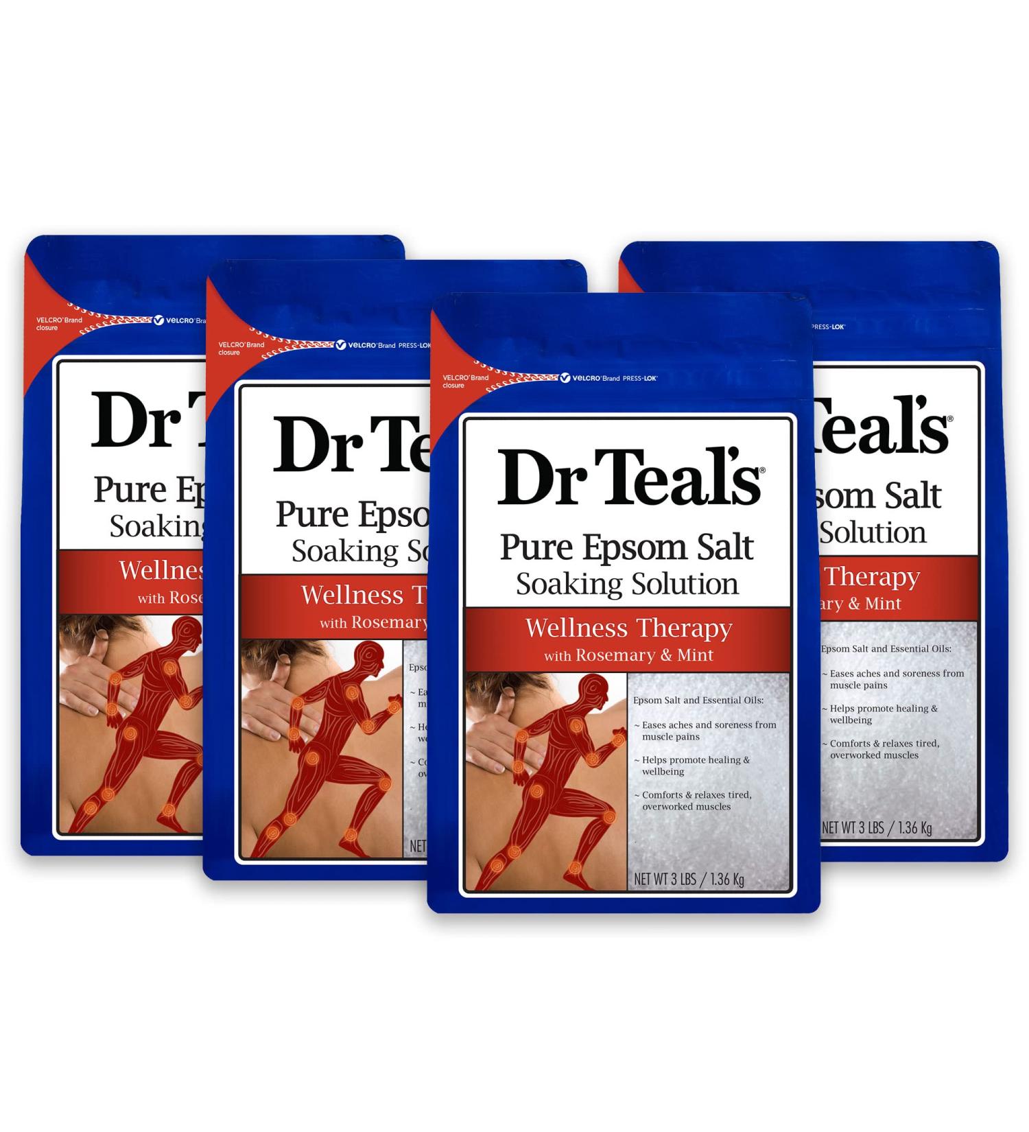 Dr Teal's Epsom Salt Soak Wellness Therapy with Rosemary & Mint 3 lbs - Pack of 4 - Buy Online on GoSupps.com