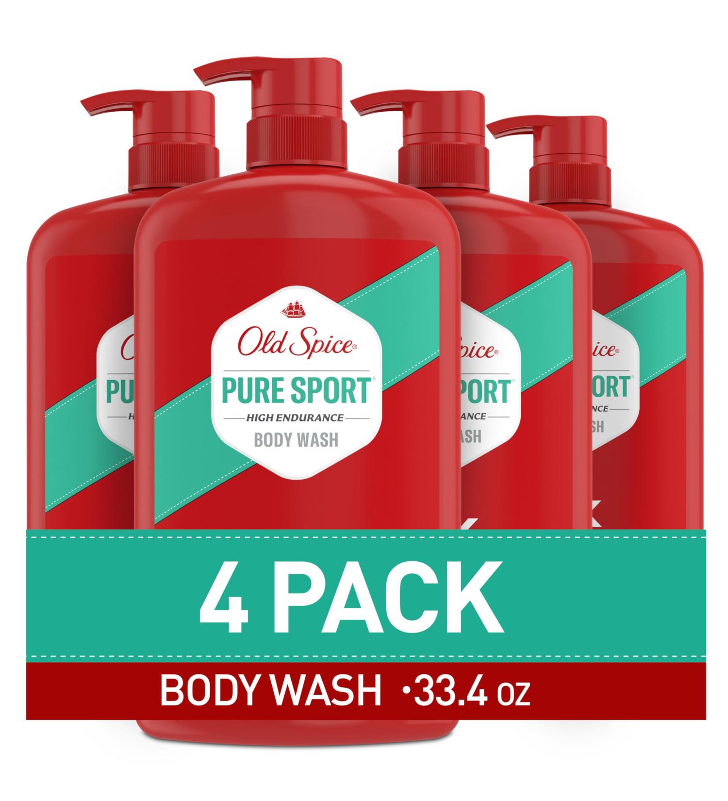 Old Spice Refreshing Body Wash for Men, High Endurance, 3X Defense, 24/7 Shower Fresh with Long Lasting Scent, Pure Sport Scent, 33.4 oz (Pack of 4) - Buy Online on GoSupps.com