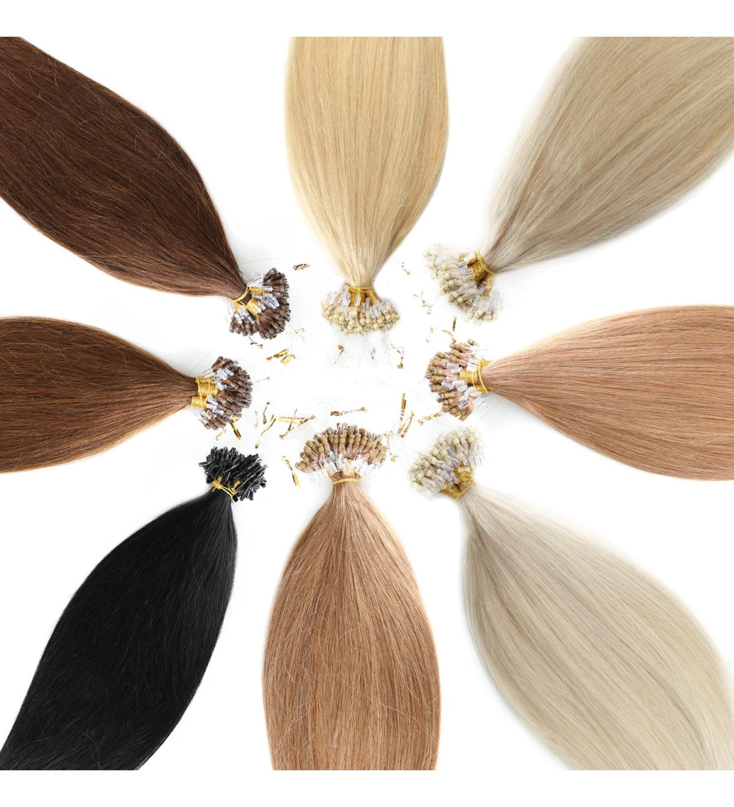 Microring Real Hair Extensions - 100% Remy Hair #12 Light Brown 100 Strands 0.5g 50cm - Premium Loop Hair Extensions - Buy Online on GoSupps.com