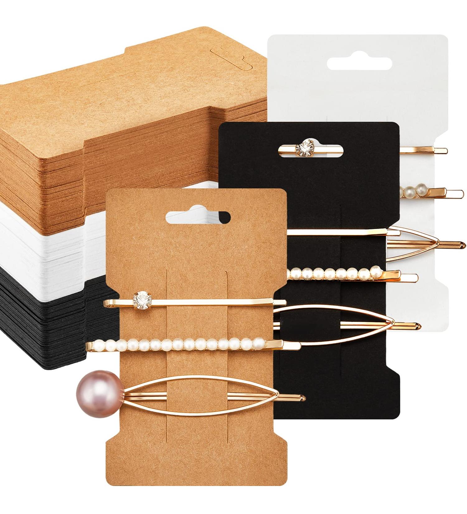 Outus 120 Pieces Hair Clip Display Cards - Kraft Paper Hair Bow Holder for Organizing Accessories - 6 x 10 cm Rectangular Clip Collecting Cardboard - Set of 3 Colors - Buy Online on GoSupps.com