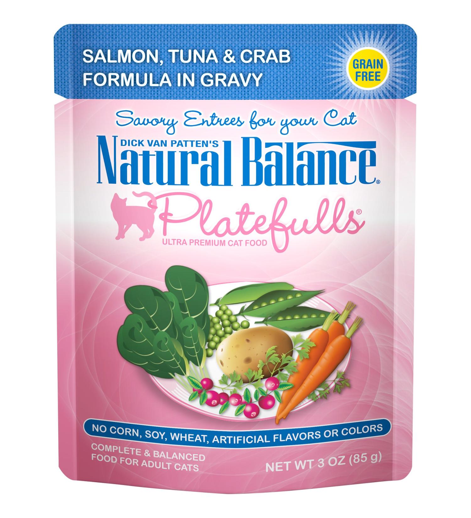 Natural Balance Platefulls Salmon Tuna & Crab Cat Food in Gravy - 3oz Pouches (Pack of 24) - Buy Online on GoSupps.com