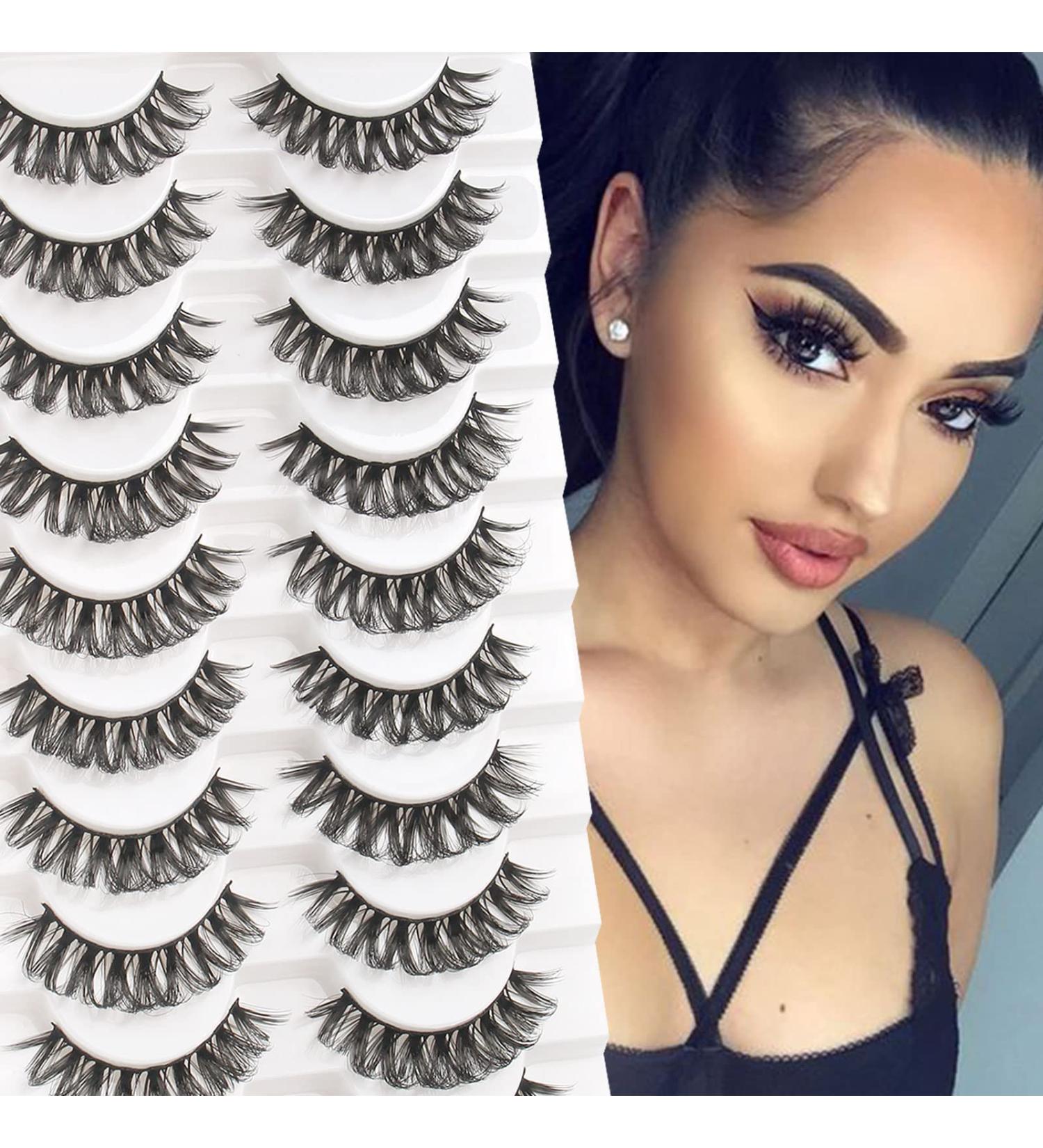 Glowing Win 3D False Eyelashes - Russian Strip D Curl Lashes | 10 Pairs Reusable Mink Lashes | Fluffy Fake Eyelashes - Buy Online on GoSupps.com