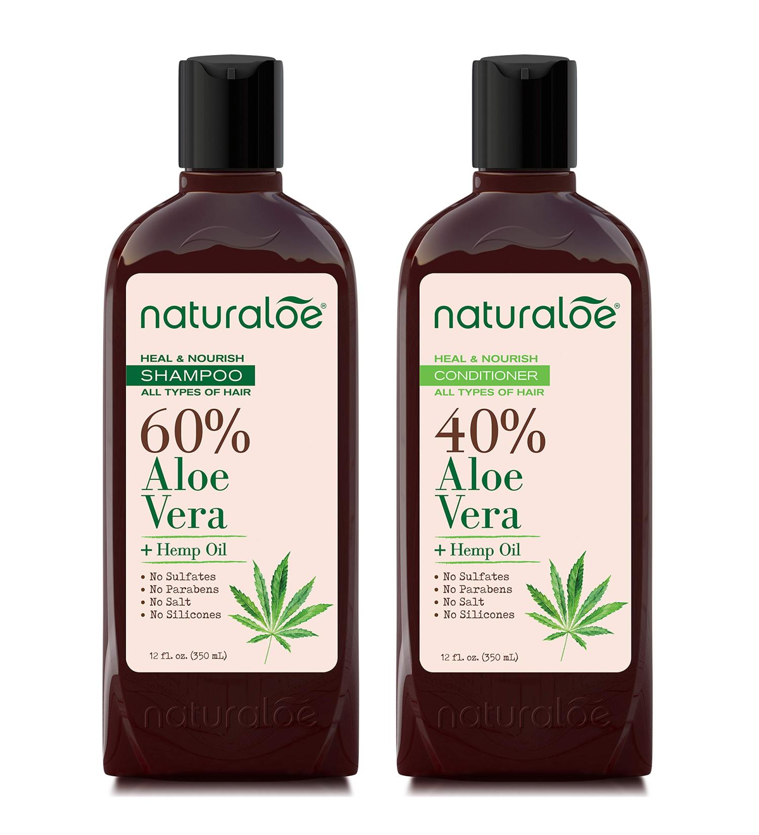 Naturaloe Aloe Vera + Hemp Oil Shampoo & Conditioner - Heal and Nourish - Buy Online on GoSupps.com