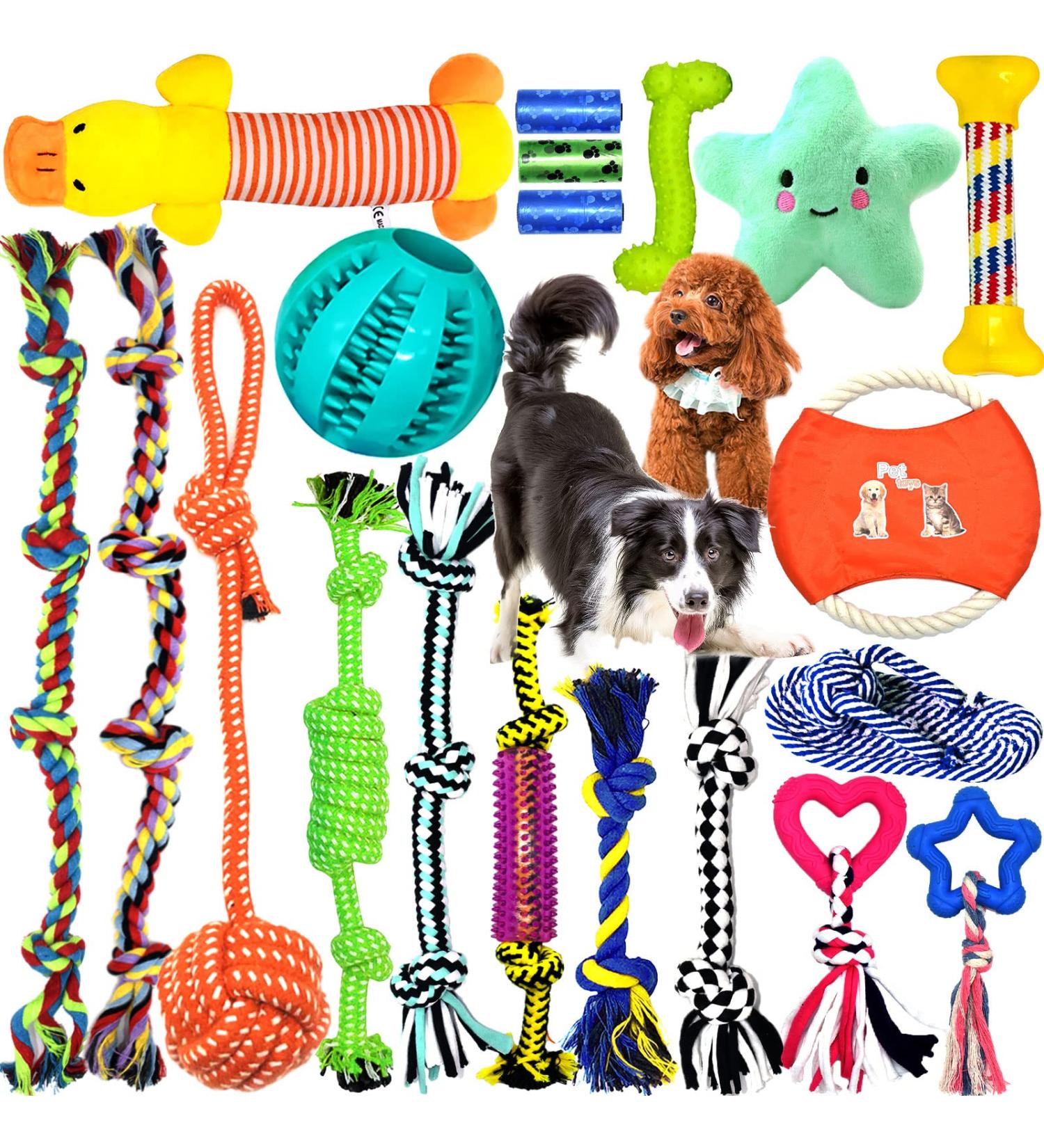 Mulevip 20 PCs Dog Toy Set - Interactive Rope Toys & Chew Balls for All Dog Sizes | Durable & Engaging Pet Play - Buy Online on GoSupps.com