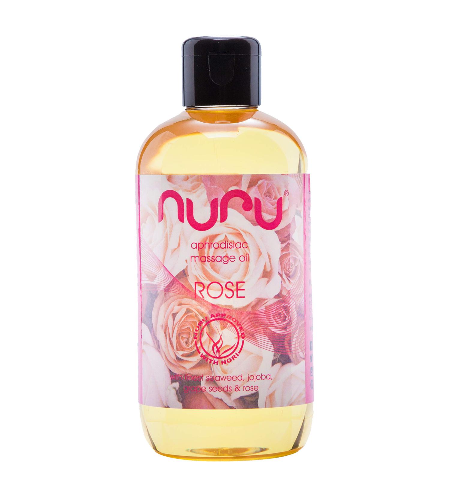 Nuru Massage Oil Rose (250ml) - Handmade Sensual Body Massage Oil with Vitamin E & Nori Algae | Cruelty-Free  - Buy Online on GoSupps.com