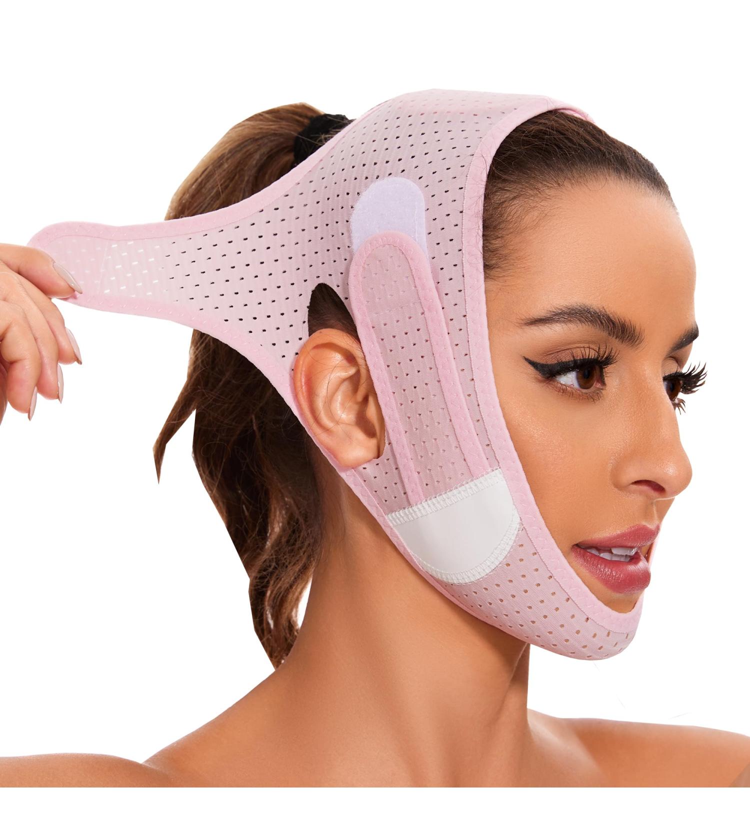 V-Line Mask Double Chin Reducer - Jawline Shaping Strap for Women | Sleep Slimming Face Lifting Tape & Jaw Exerciser - Buy Online on GoSupps.com