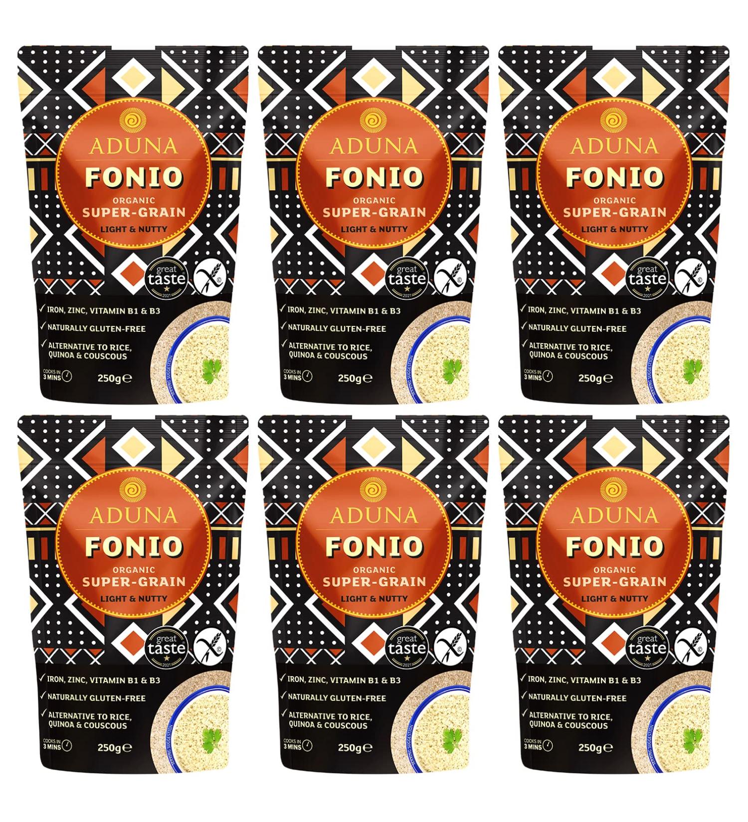 Aduna Organic Fonio Super-Grain - 6 x 250g Packs - Buy Online on GoSupps.com