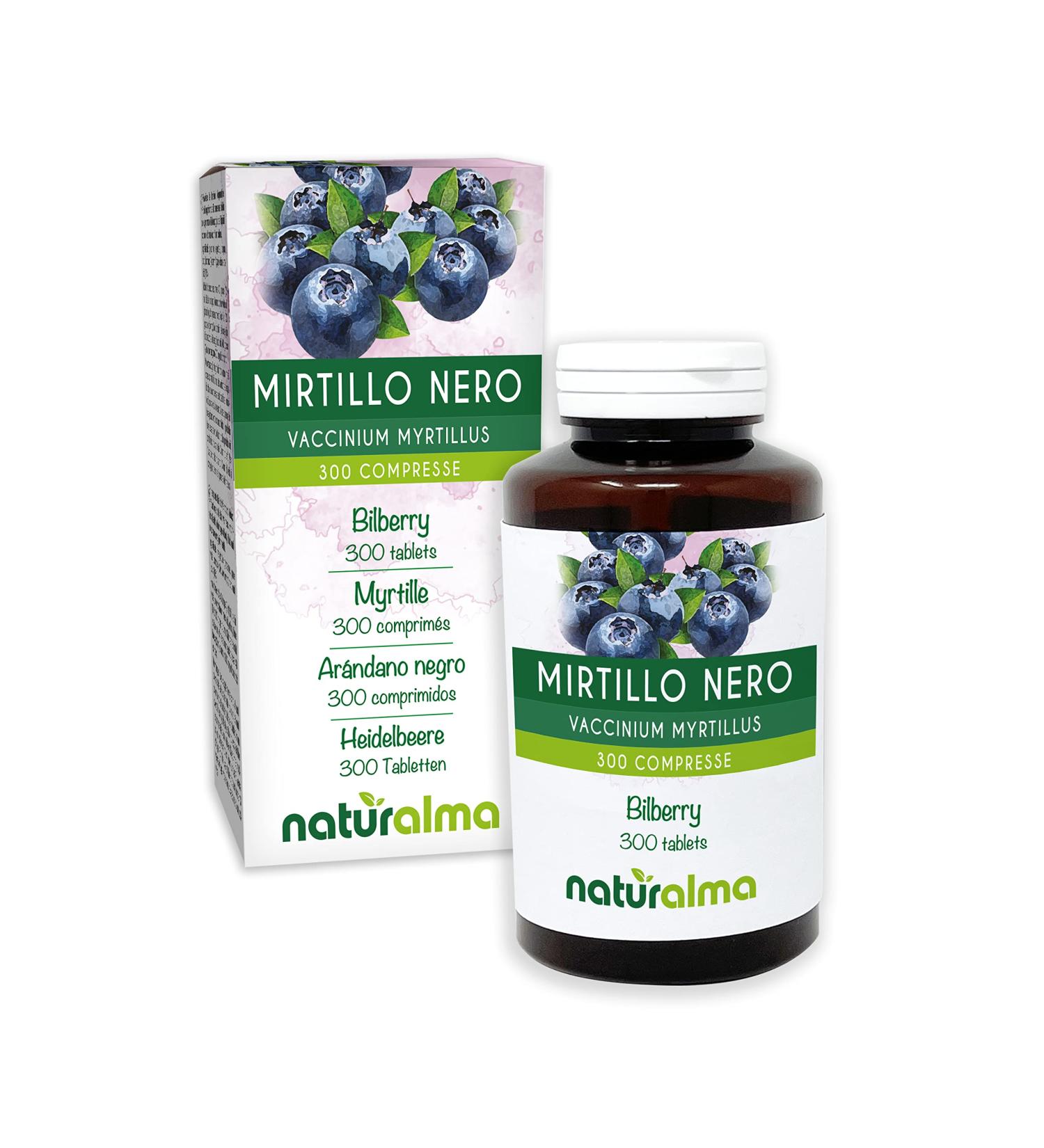 Bilberry European Blueberry Leaves & Fruits NATURALMA | 150g 300 Tablets 500mg | Food Supplement Vegan - Buy Online on GoSupps.com