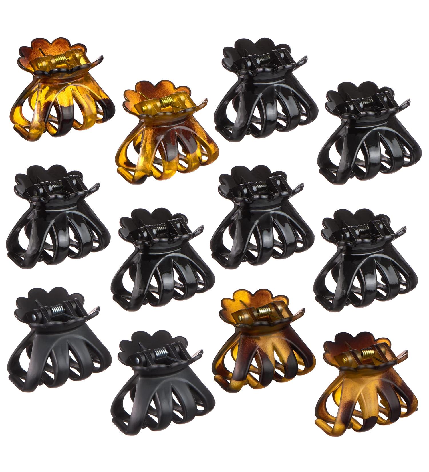 Expressions 12pc Medium Octopus Jaw Clip Set in Tortoise & Black - Professional Quality Hair Claw Clips Variety Pack for Everyday Styling - Women's Hair Accessories - Buy Online on GoSupps.com