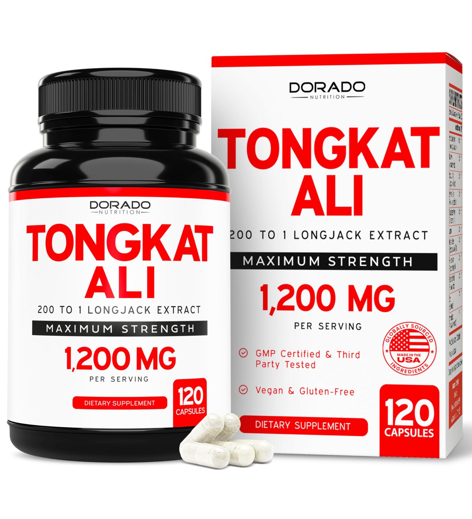 Tongkat Ali for Men 1200mg - Premium Longjack Supplement (200:1 Extract) - 120 Capsules for Strength Drive & Athletic Performance - Gluten Free & Non-GMO - Buy Online on GoSupps.com