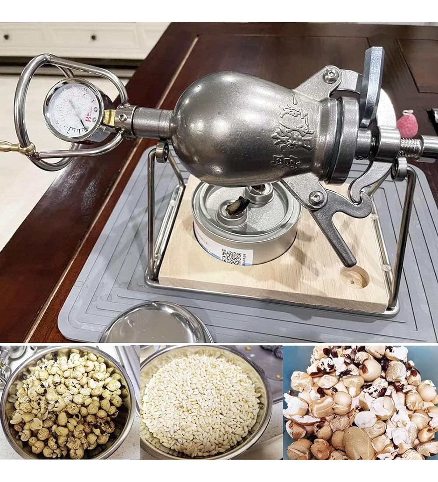 Hand Popcorn Machine Chinese Traditional Popcorn Maker Open Fire Heating Popcorn Maker Stainless Steel Popcorn Popper Popcorn Pressure Cooker for Family Party Fun - Buy Online on GoSupps.com