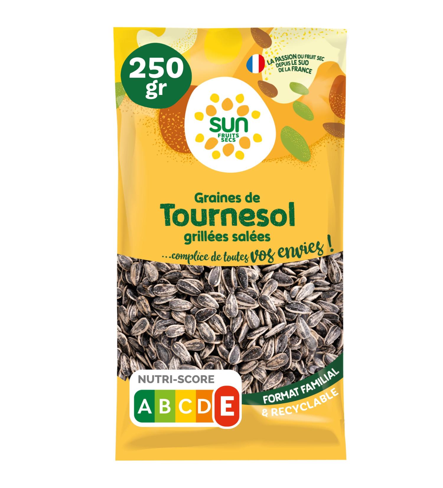 SUN - Sunflower seeds 250g - Grilled & Salted Pipas - 100% natural - Ideal as an aperitif or kitchen - Sunflower flower seeds - Buy Online on GoSupps.com