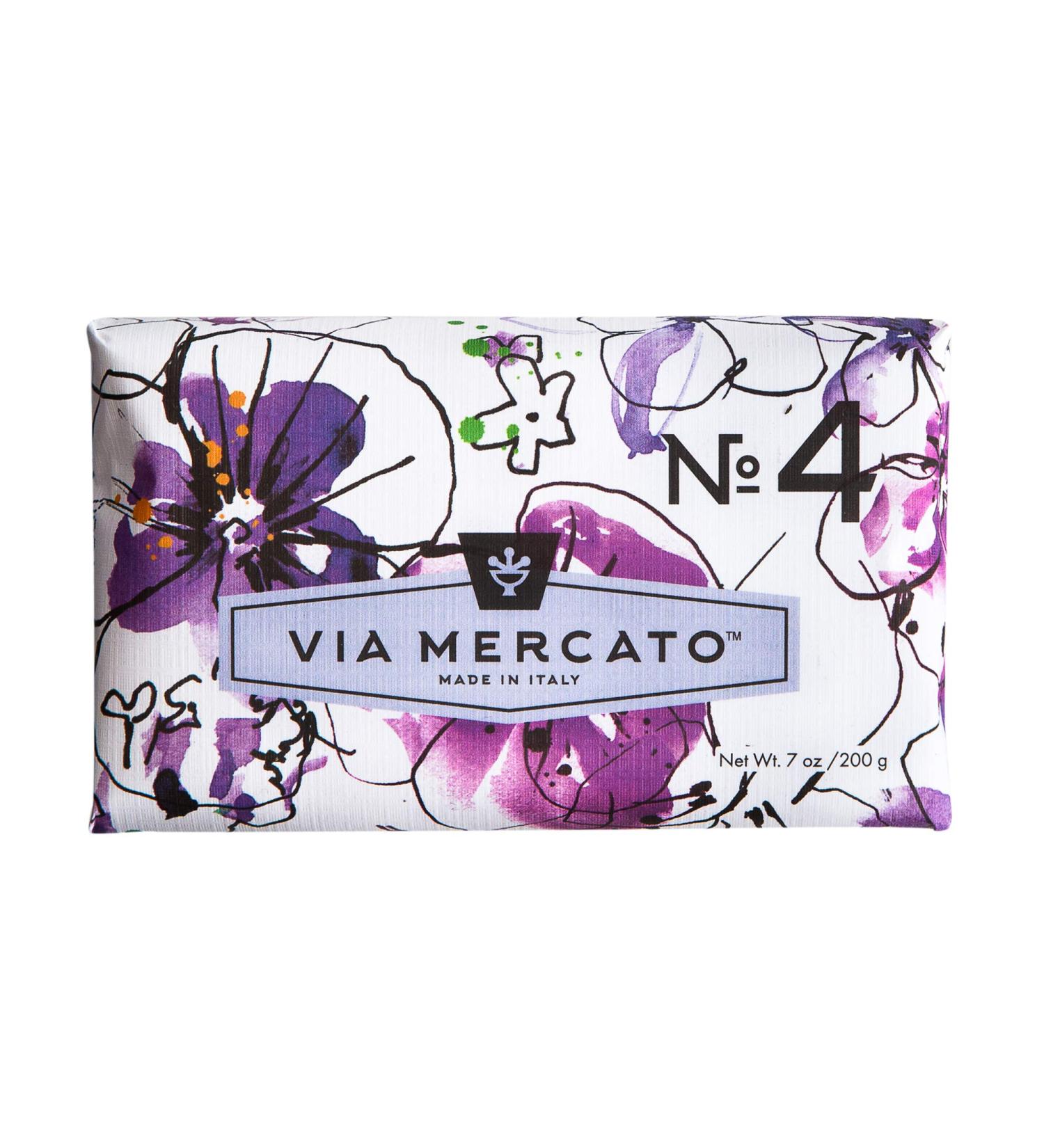 Via Mercato Italian Soap Bar (200 g) No. 4 - Violets, Magnolia & Amber Scented Bar Soap - Buy Online on GoSupps.com