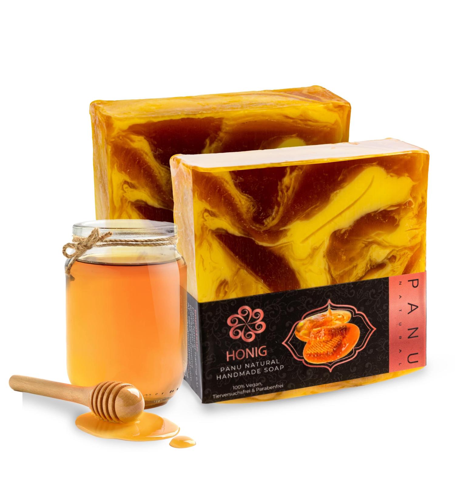 Premium Panu Honey Soap - Vegan All Skin Types - Natural Solid Shower Gel & Shampoo - 110g - Buy Online on GoSupps.com