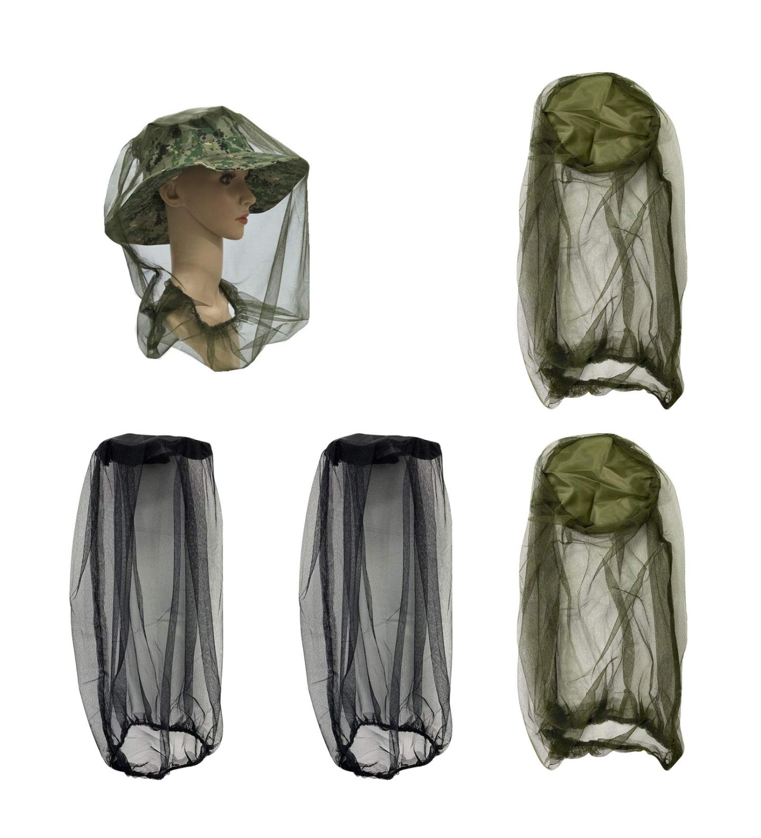 4Pcs Mosquito Head Net - Anti Insect Midge Net for Outdoor Activities - Green+Black - Buy Online on GoSupps.com