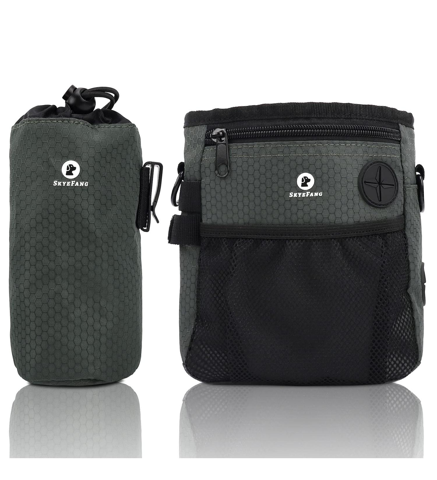 Skyfang Hundeleckerli Pocket for Pets - Veavier Dog Treats & Removable Water Bottle Pocket | Black & Green - Buy Online on GoSupps.com