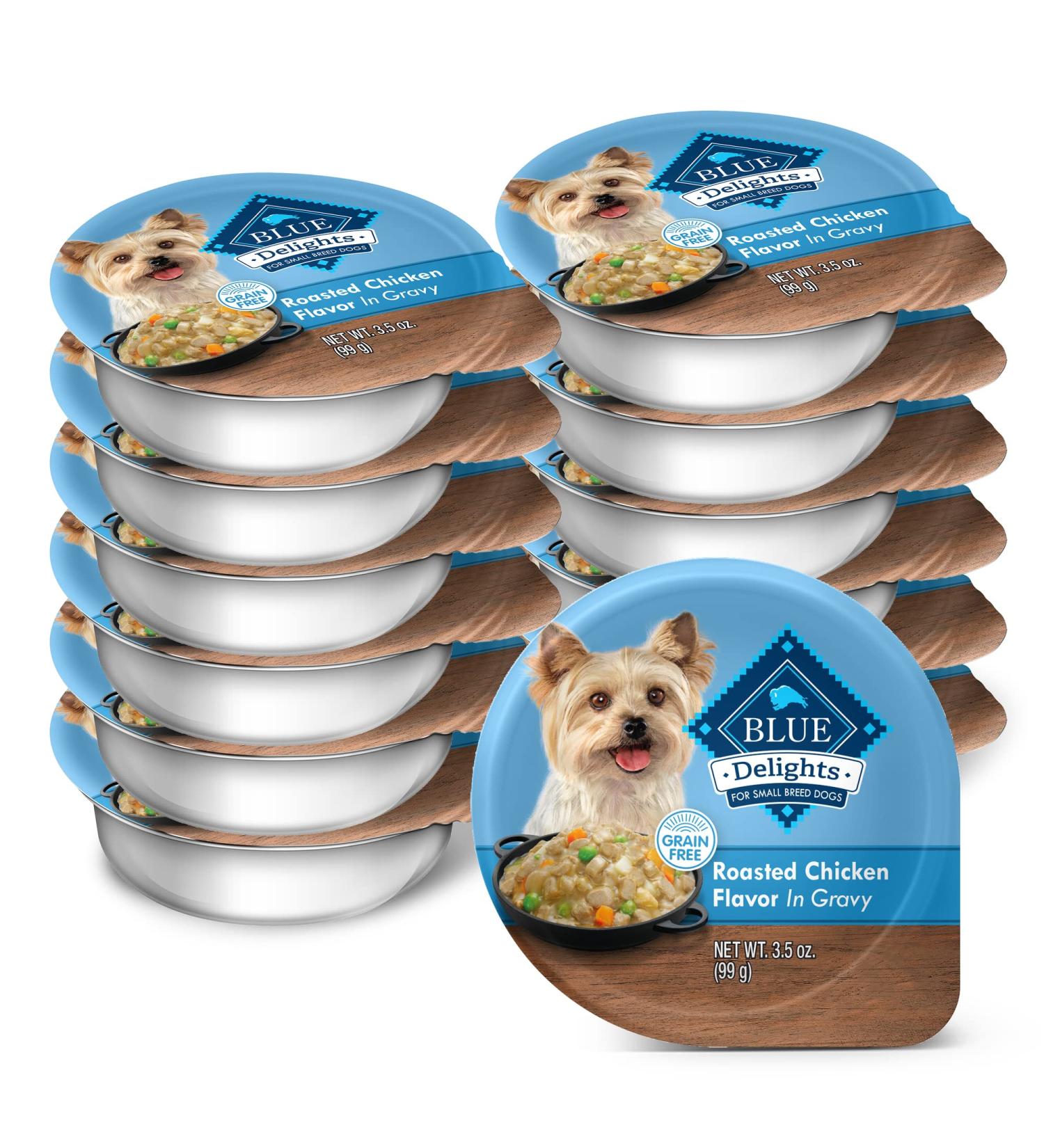 Blue Buffalo Delights Small Breed Wet Dog Food Cups, Chicken in Hearty Gravy, 3.5oz (Pack of 12) - Buy Online on GoSupps.com