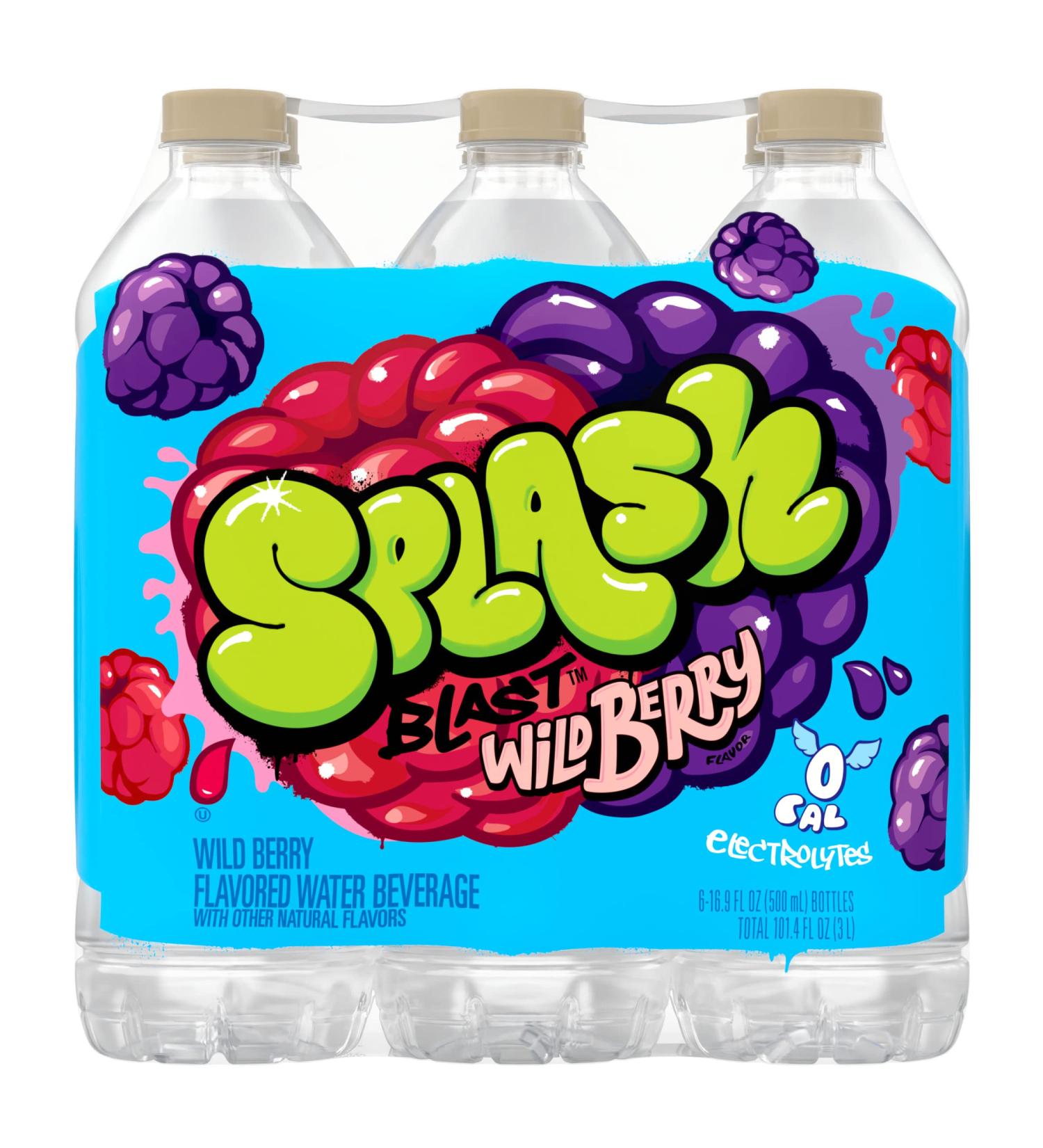 Wild Berry Splash Blast Water - Zero Sugar, Electrolytes - 16.9oz, 6 Pack - Buy Online on GoSupps.com