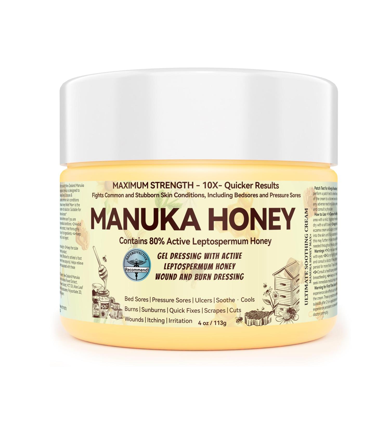 Manuka Honey 5x Accelerated Healing Relief Care Products Advanced Cream for Buttocks Bed Sores Cream Pressure Sores Wounds Ulcers Cuts Scrapes Burns Deep Fast-acting Non-greasy and irritating 4 Ounce (1 pack ) - Buy Online on GoSupps.com