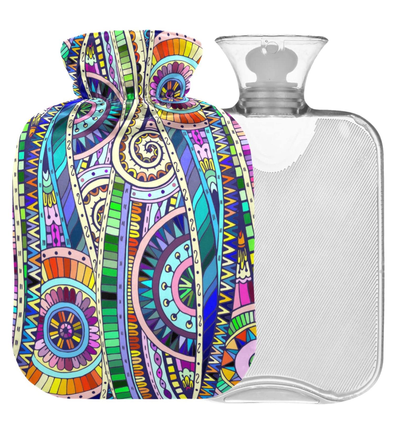 Naanle Geometric Mandala Heat Bottle - 2L Hot Water Bottle for Pain Relief Cold & Heat Therapy Bed & Hand Warmer - Buy Online on GoSupps.com