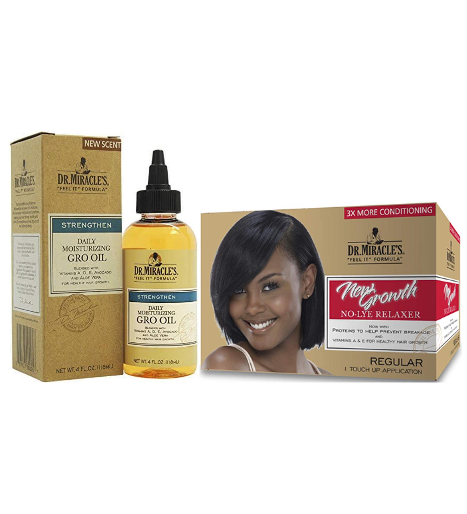 Dr. Miracles New Growth No Lye Relaxer Regular Kit + Daily Moisturizing Gro Oil - Buy Online on GoSupps.com