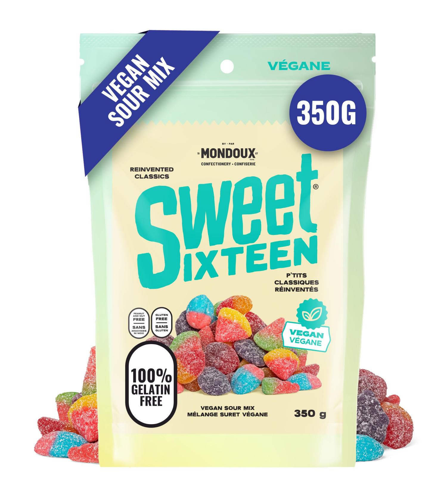 Sweet Sixteen Vegan Candy Classic Mix of Sour Gummies 350g per Pack Peanut & Nut-Free Candies Soft Chewy and Always Fresh 350 g - (Pack of 1) - Buy Online on GoSupps.com