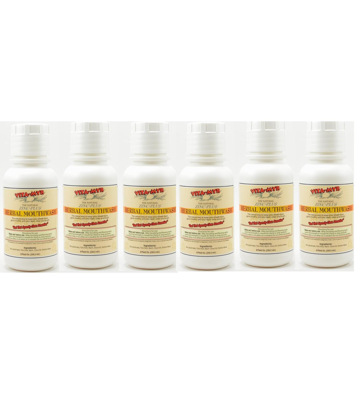 6 Pack VITA-MYR Natural & Effective Herbal Mouthwash 8 oz