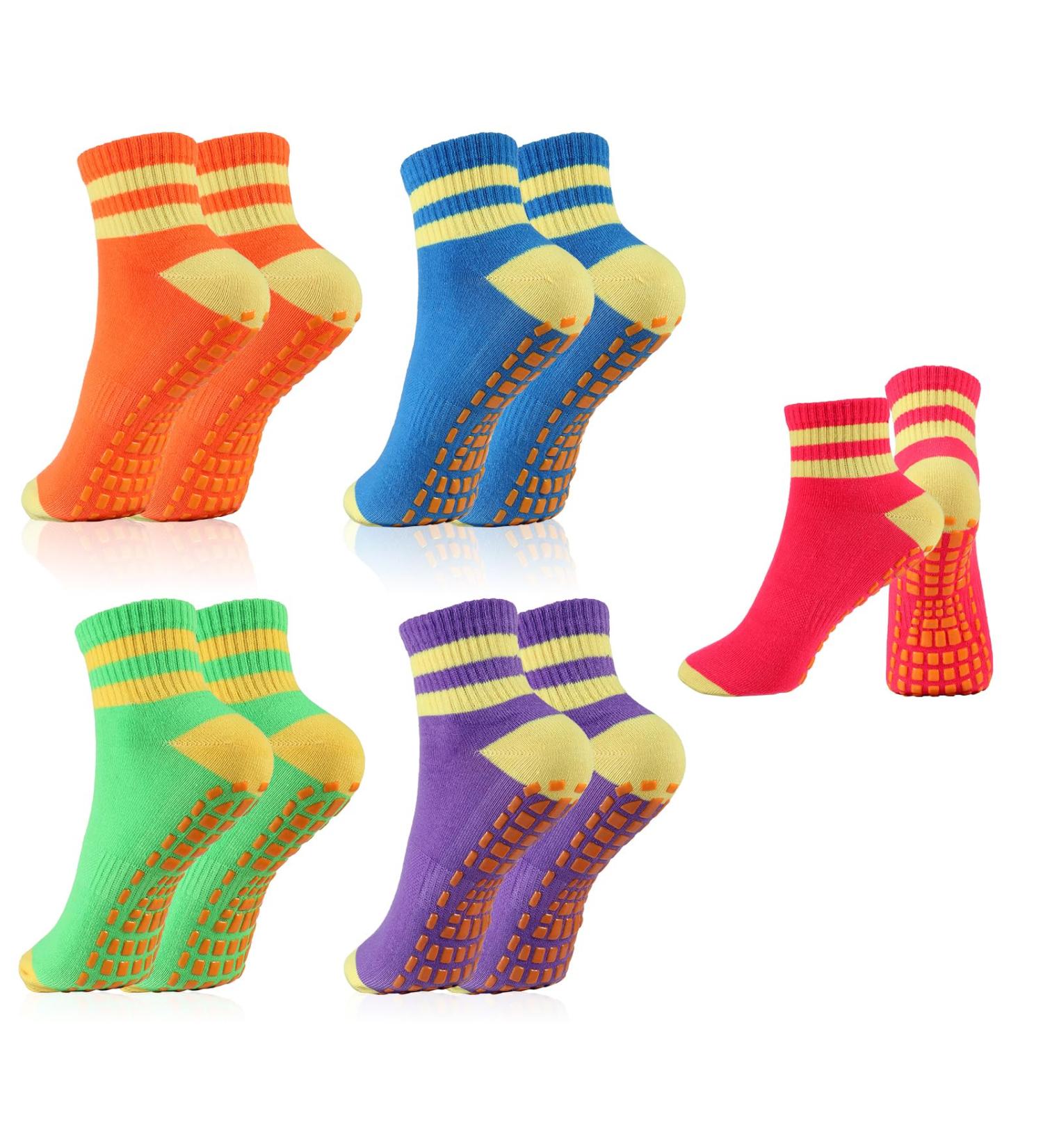 Buy NewoFview 5 Pairs Anti-Slip Yoga & Pilates Socks for Women - Non-Slip Workout Socks EU 35-39 - Colorful Sports Socks for Home & Dance - Buy Online on GoSupps.com