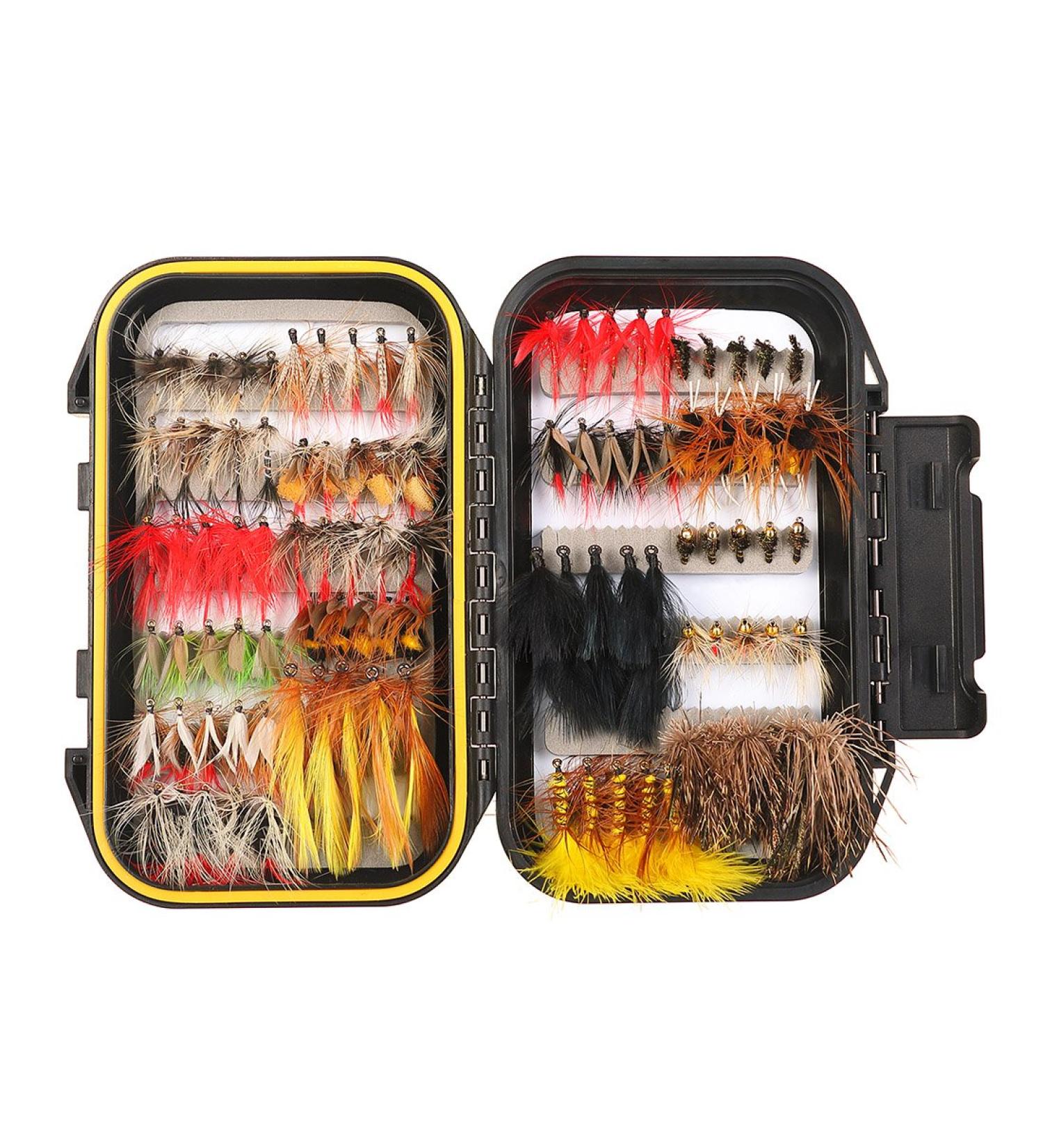 FISHINGSIR Fly Fishing Flies Kit - 100 Handmade Dry/Wet Flies + Waterproof Fly Box - Must-Have Series for Streamer, Nymph, and Emerger - Buy Online on GoSupps.com