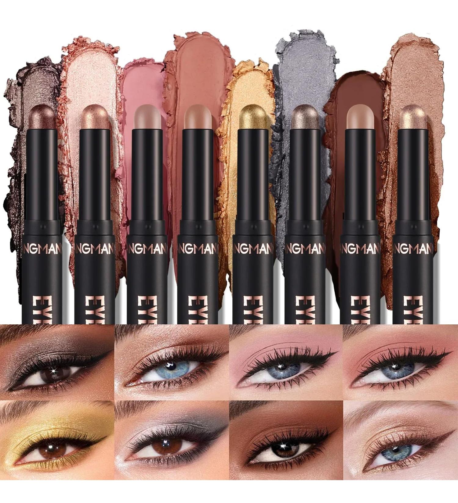 8 Colors Glitter Eyeshadow Stick Colorful Set Waterproof Eye Shadow Sticks Cream Eyeshadow Pencil Makeup Set High Pigmented Waterproof & Long Lasting Contour Stick EyeLiner Makeup for Women #5*8colorb - Buy Online on GoSupps.com