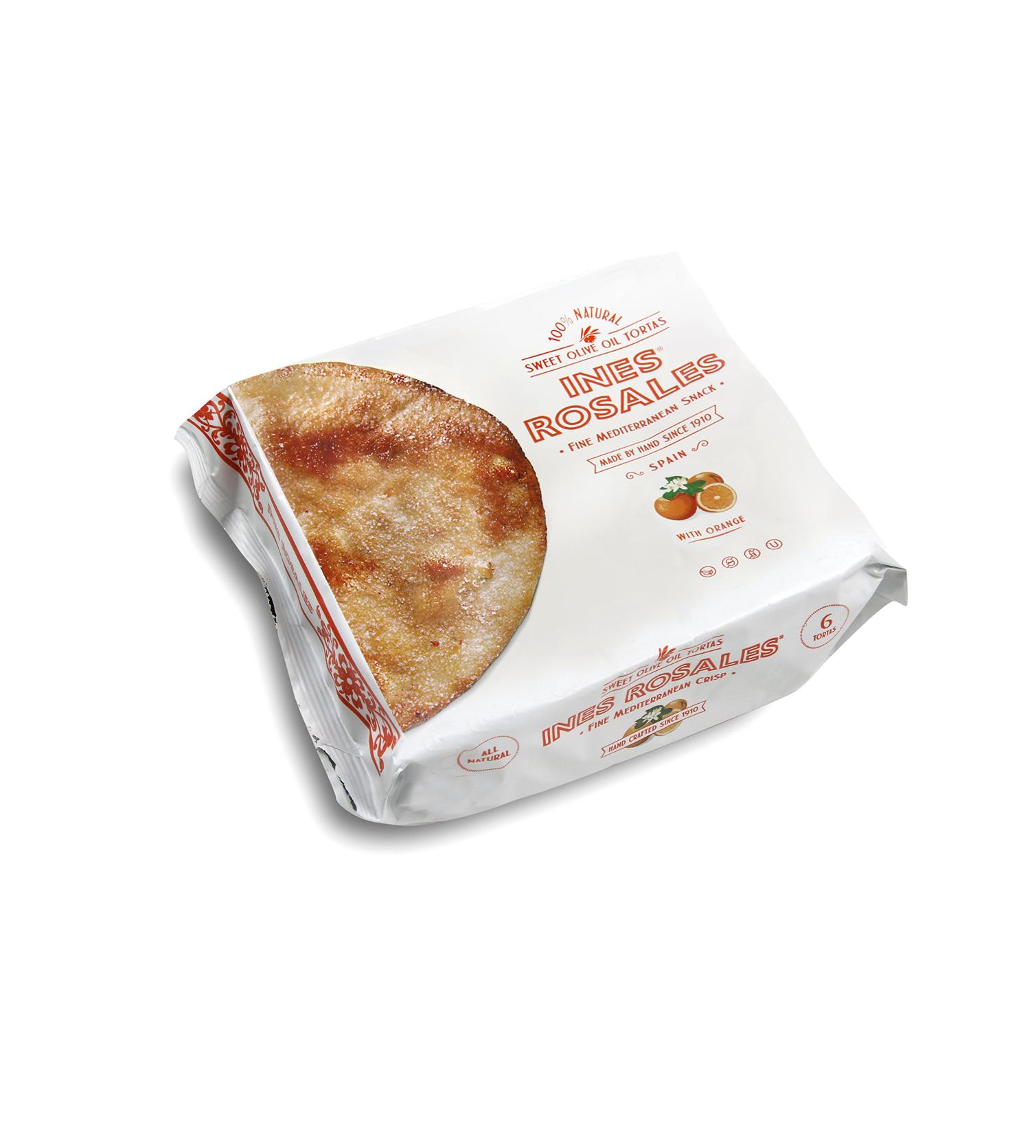 Ines Rosales Seville Orange Sweet Olive Oil Tortas - 6.34 Oz (180g) - Pack of 6 Fine Mediterranean Crisps - Buy Online on GoSupps.com