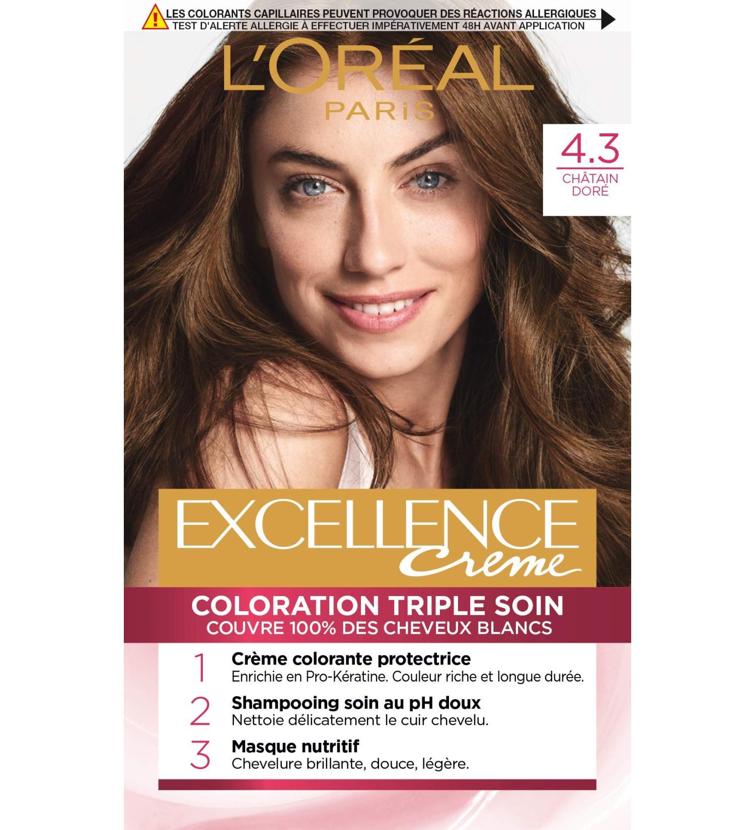 L'Or al Paris Excellence Cr me Coloring Kit 4.3 Golden Brown 1 Unit - Buy Online on GoSupps.com