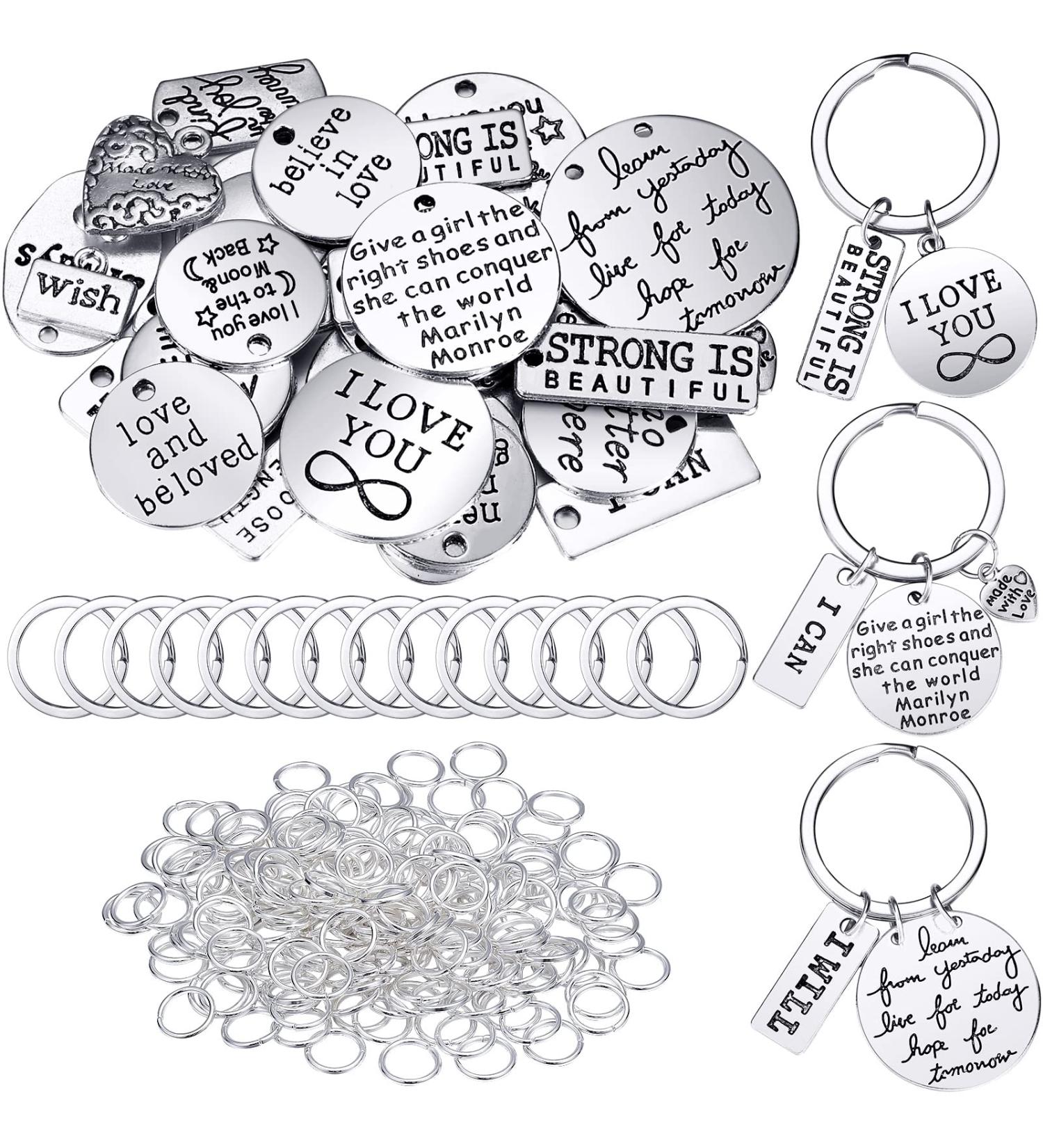 Hicarer 259 Pieces Inspirational Motivational Keychains Bulk - Open Jump Key Rings for DIY Necklaces & Bracelets - Buy Online on GoSupps.com