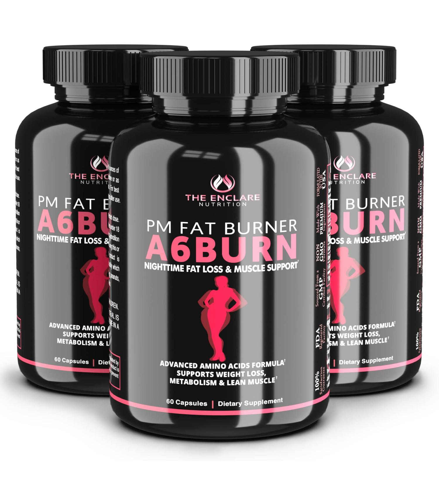 A6BURN Nighttime Burner Pills for Weight Loss & Sleep Aid - Muscle Recovery Amino Acids - PM Weight Management Supplement for Women & Men - Appetite & Metabolism Support - Immune Boost (3 Pack) - Buy Online on GoSupps.com