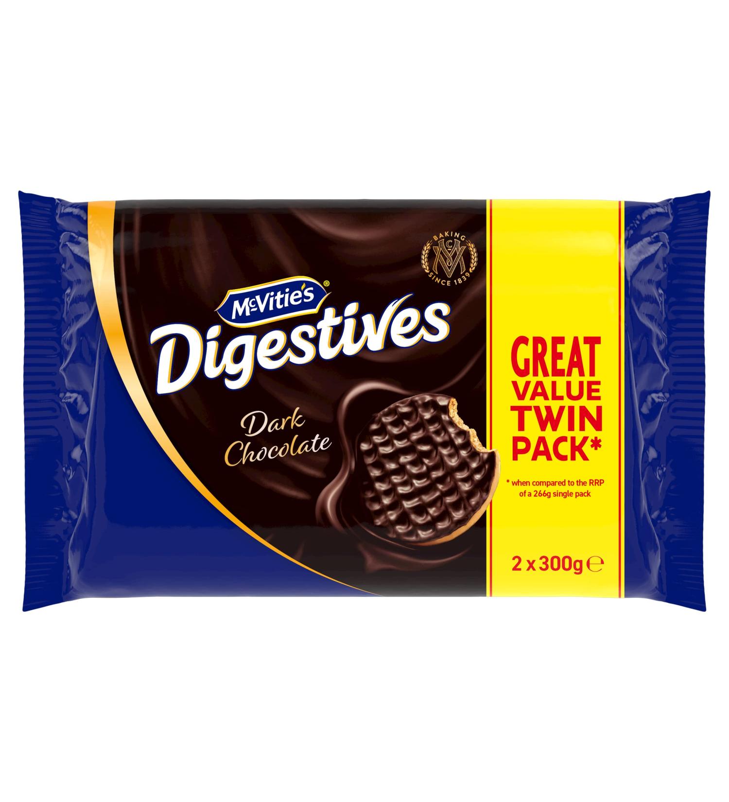 Mcvitie's Digestives Lot of 2 packets of dark chocolate 300 g