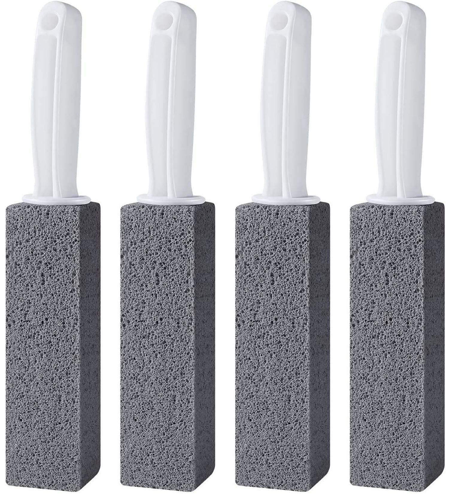 ZODIFEVI 4 Pack Pumice Stone Toilet Bowl Cleaner - Long Handle Brush for Limescale Grout BBQ Grills & More | Effective Hard Water & Rust Removal - Buy Online on GoSupps.com