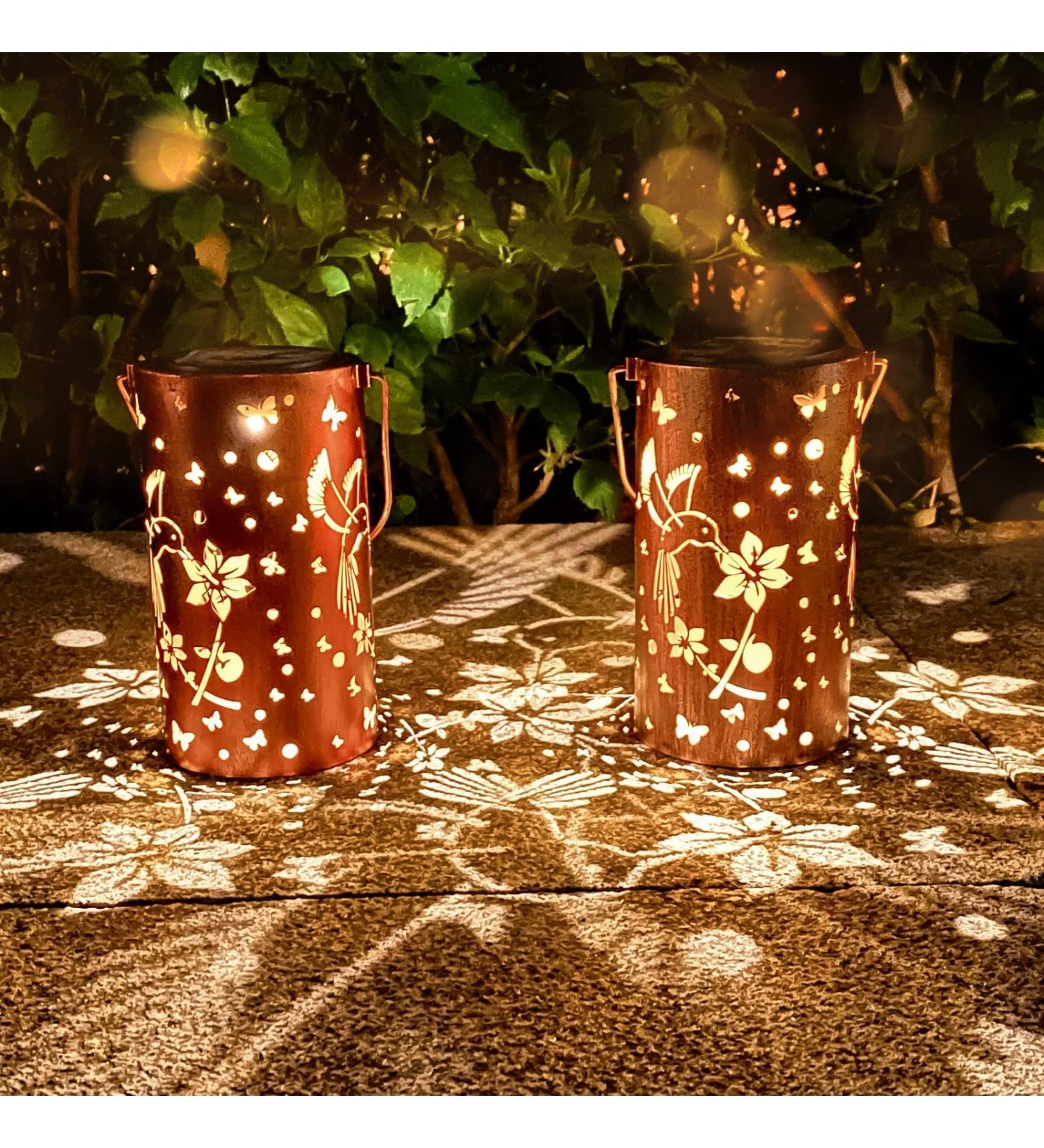 Hummingbird Solar Lantern Lights Outdoor Hanging Metal Decor Lanterns-Waterproof LED Decorative Light for Garden Patio Yard Lawn Backyard Front Porch as Gifts for Mom Grandma Women (Hummingbirds 2) - Buy Online on GoSupps.com
