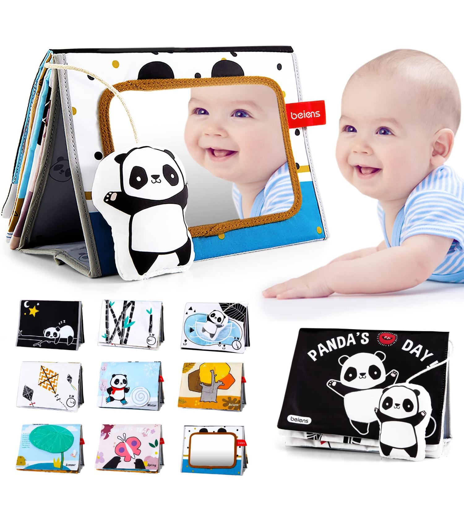 Beiss Baby Mirror Toys & Crackling Book - Foldable Panda Contrast Toys for Newborns (0-6 Months) - PerfectGift - Buy Online on GoSupps.com