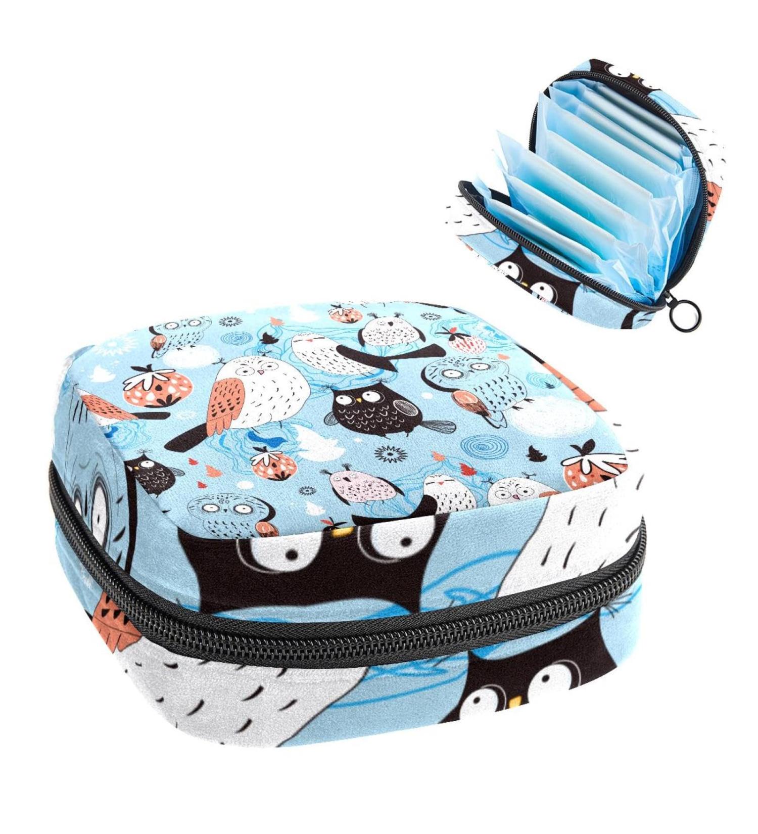 GIAPB Owl Blue Period Bag | Sanitary Napkin Storage & Travel Makeup Pouch - Buy Online on GoSupps.com