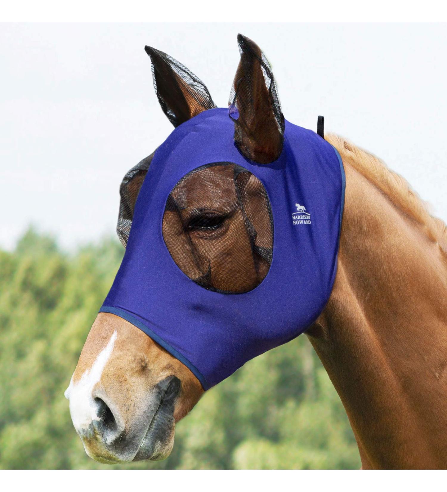 Harrison Howard Super Comfort Stretchy Fly Mask - Large Eye Space UV Protection & Breathability - Marineblau Large - Buy Online on GoSupps.com
