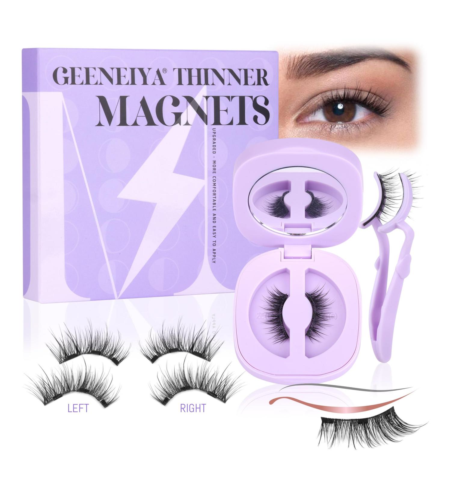 Geeneiya Half Magnetic Eyelashes - Cat Eye Natural Look No Glue Easy Application Wispy Style (1 Pair 7-11mm - Buy Online on GoSupps.com