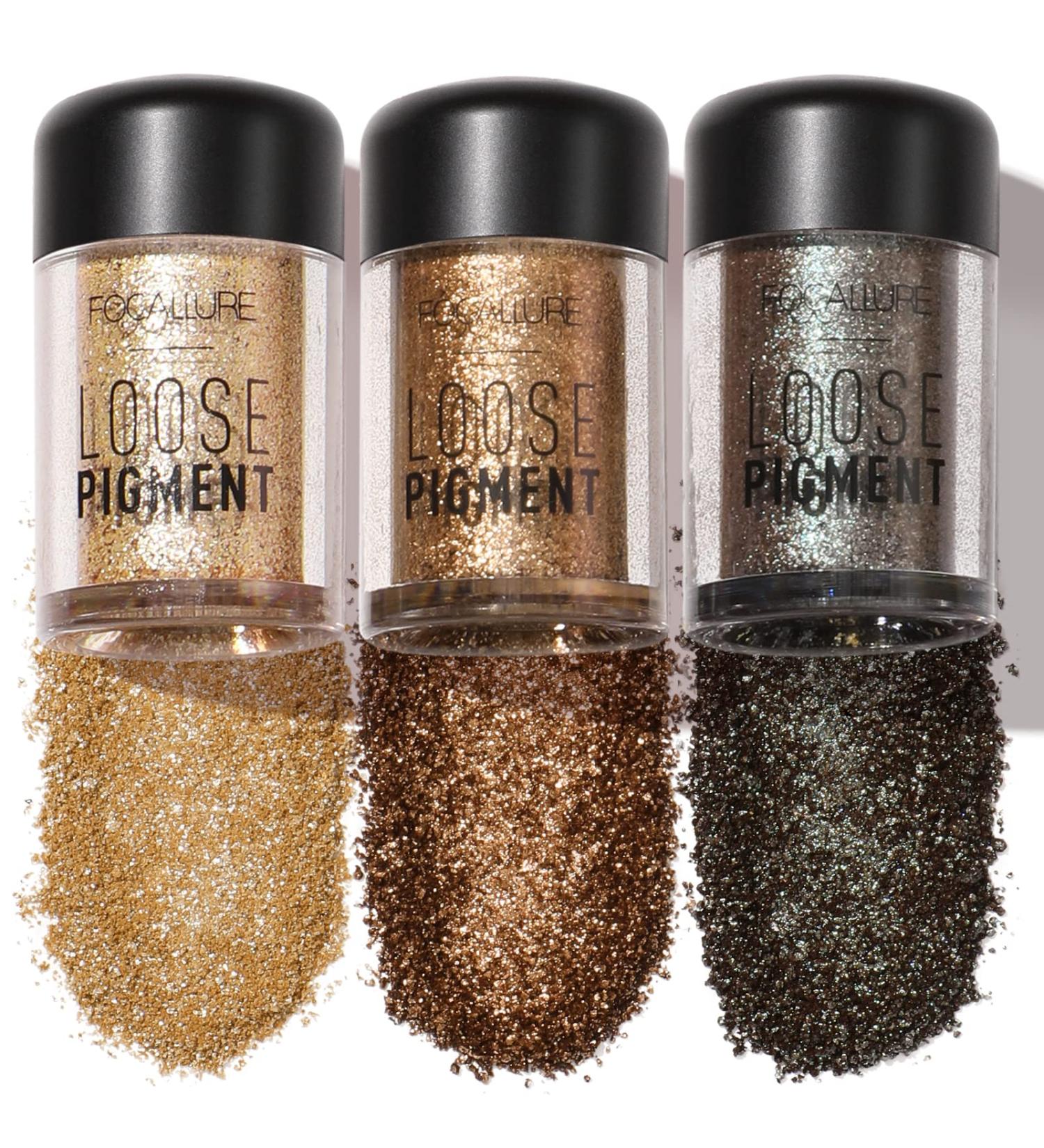 FOCALLURE 3 Pcs Mineral Eyeshadow Pigment Set - Long Lasting Waterproof Glitter Eyeshadow for High-impact Eye Looks - Buy Online on GoSupps.com