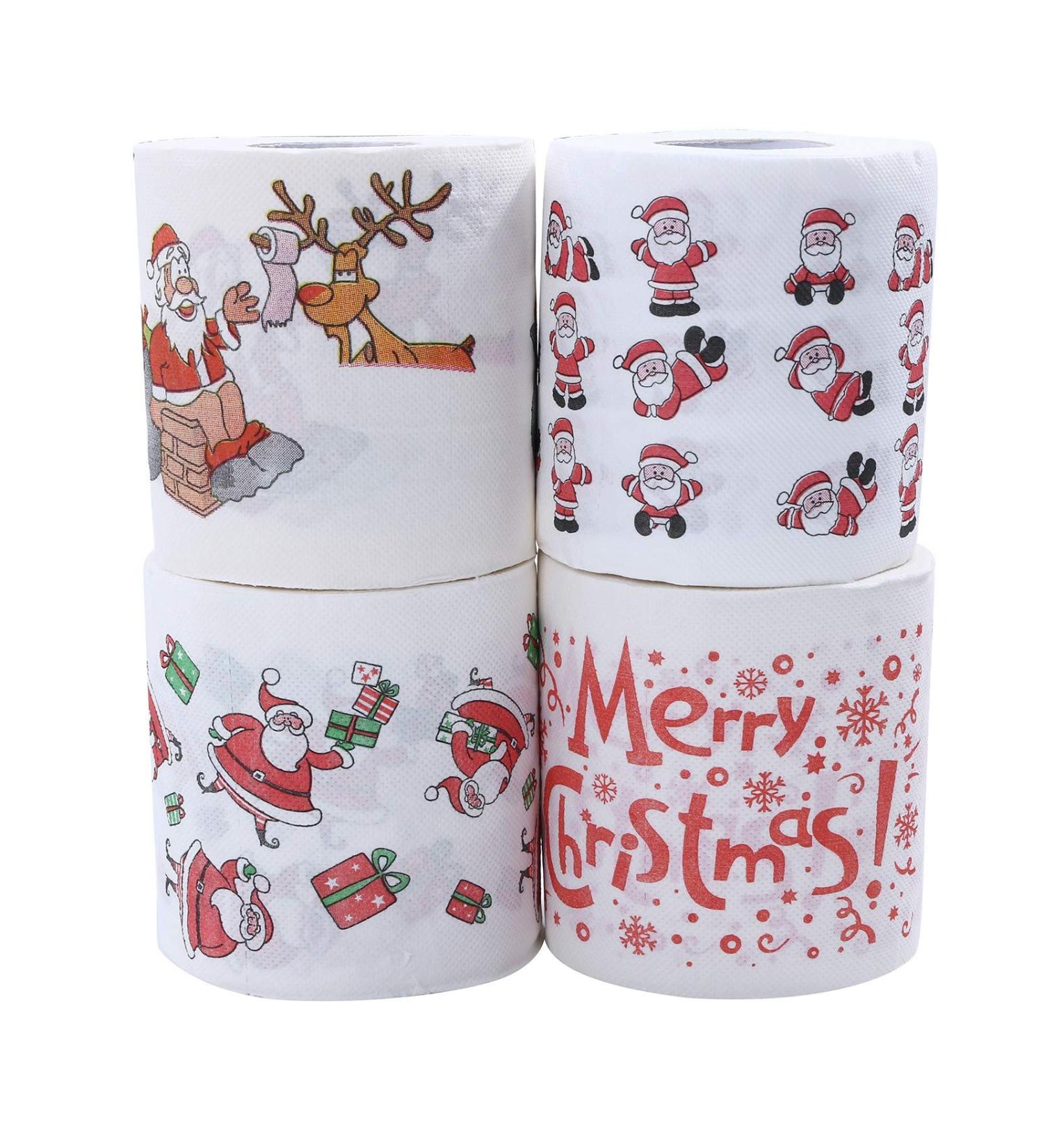 Merry Christmas Toilet Paper Highly Collectible Novelty Paper Towels Funny Gag Gift for Christmas Stocking Stuffers Party Favors 1 - 10pcs - Buy Online on GoSupps.com