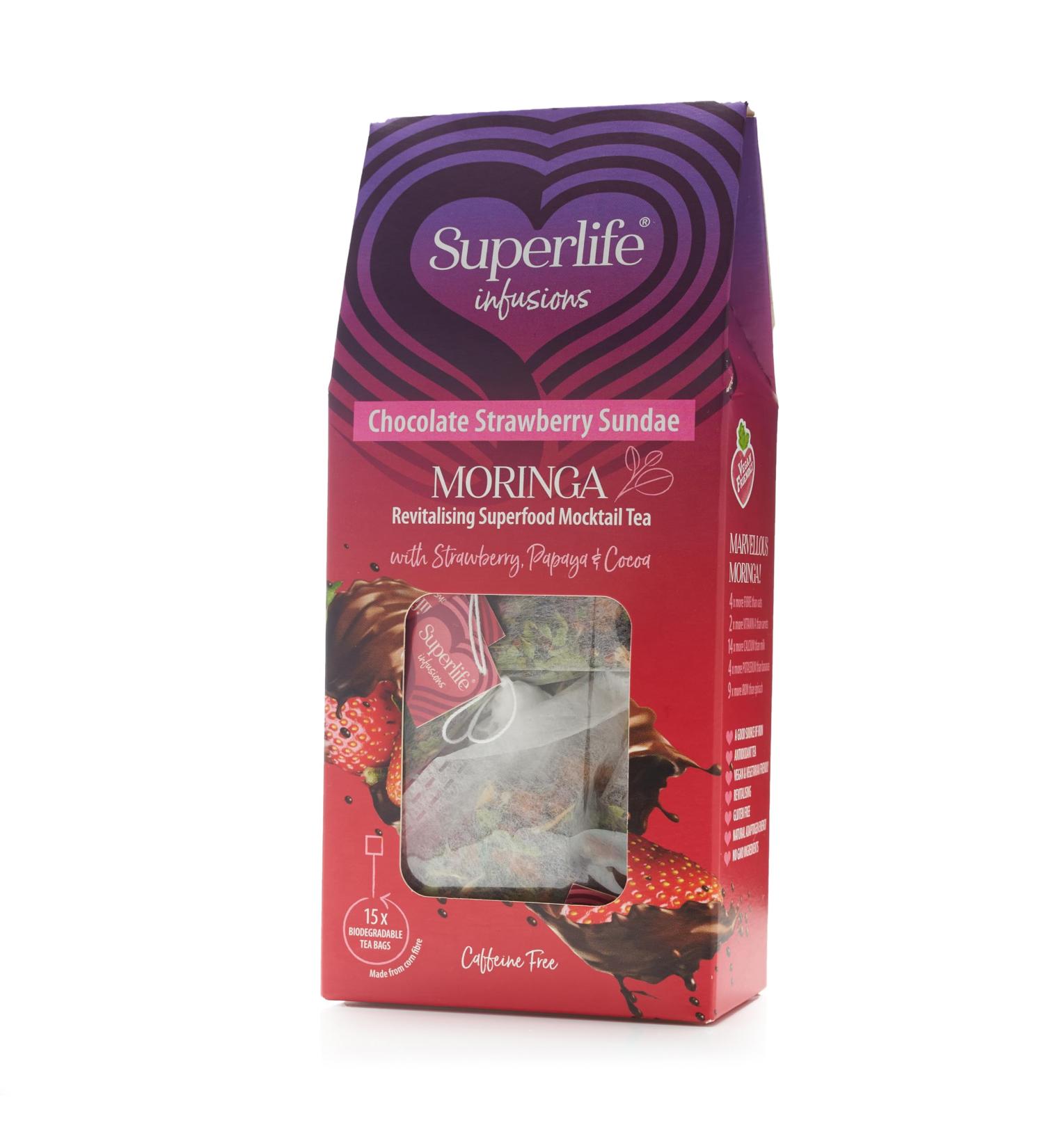 Superlife Infusions Moringa Infused Tea 15 Bags Chocolate Strawberry Sundae - Buy Online on GoSupps.com