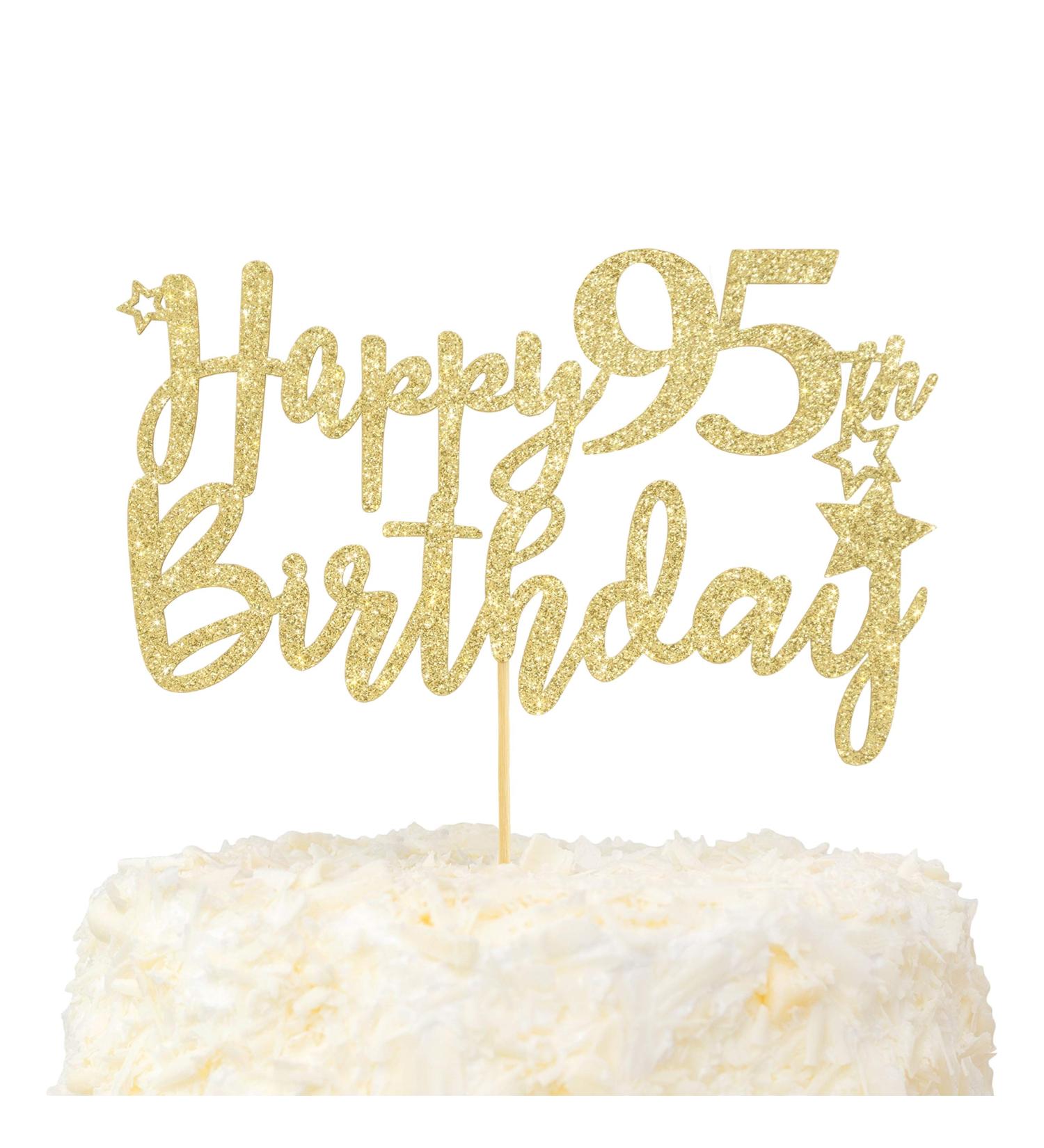 LOVENJOY Happy 95th Birthday Cake Topper Gold Glitter Hello 95 and Fabulous Cake Decoration 95 & Happy Birthday - Buy Online on GoSupps.com