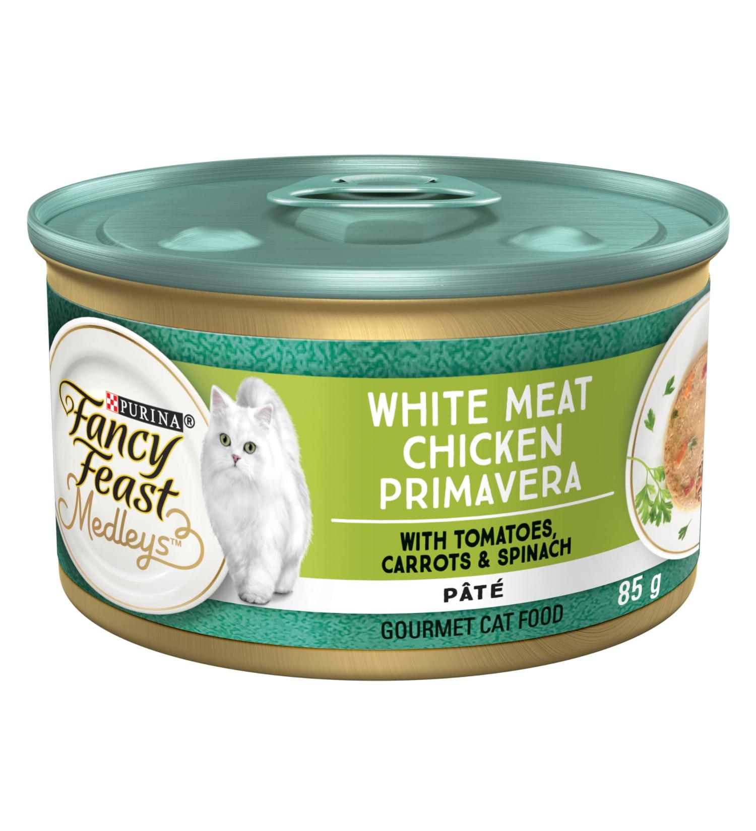 Fancy Feast Medleys Wet Cat Food White Meat Chicken Primavera Pate - 85 g Can (24 Pack) - Buy Online on GoSupps.com