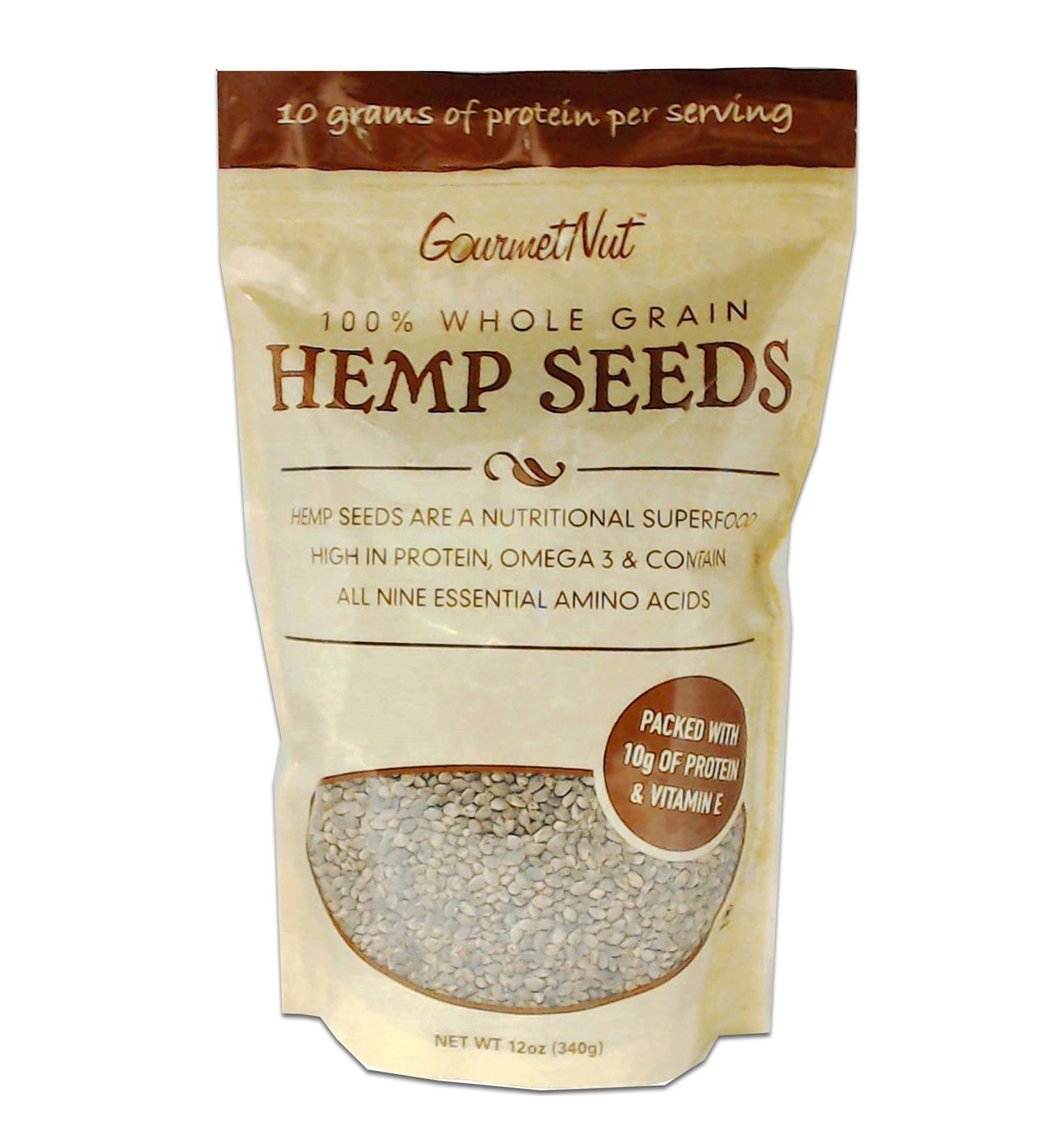 Hemp Seeds, 100% Whole Grain, 12 Oz Resealable Bag, High Protein & Amino Acids (10 grams of Protein per serving), Gourmet Nut Seeds 12 Ounce (Pack of 1)
