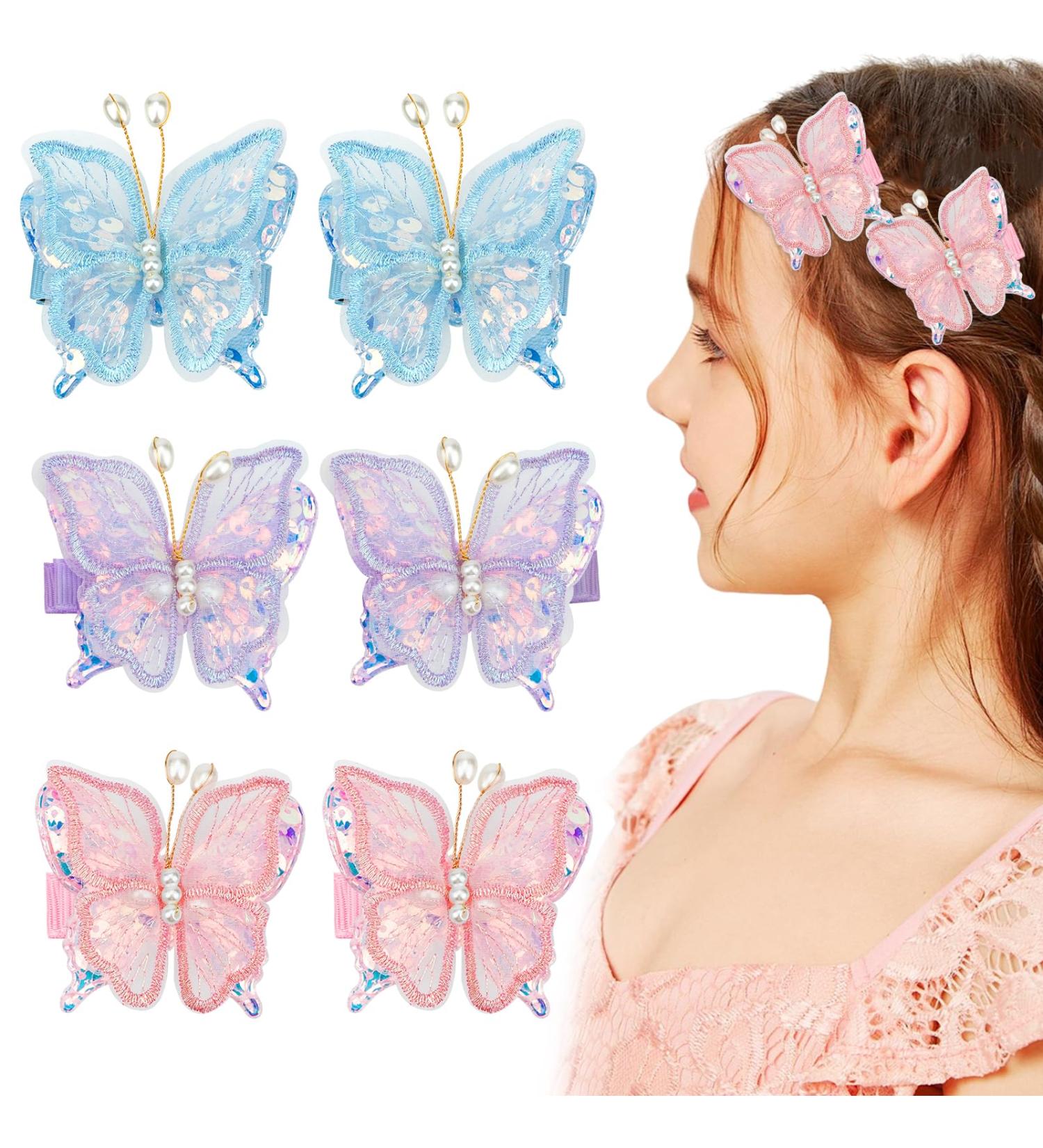 Girls Hair Clips Cute Butterfly Hair Clips Non-Slip Girls Hair Accessories Kids Barrettes - Buy Online on GoSupps.com