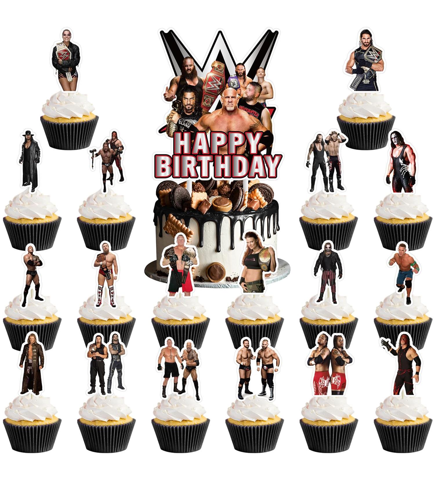 37pcs Wrestling cake decoration set include 1pc big cake topper 36pcs cupcake toppers for Wrestling Theme birthday party decor (WWE) - Buy Online on GoSupps.com